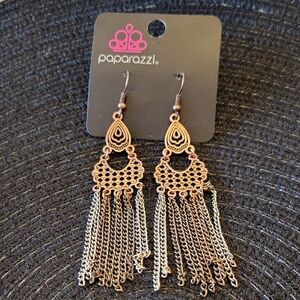 Paparazzi Bronze and Silver Tassel Earrings
